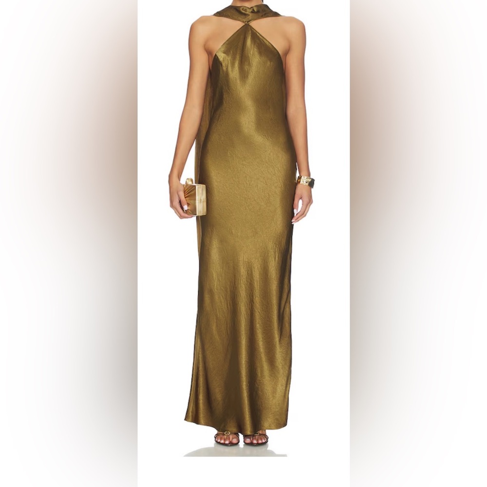 Olive Satin Dress